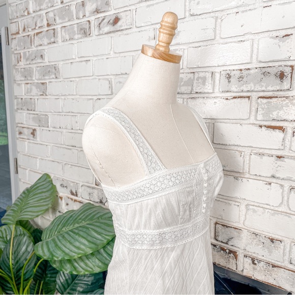 Donna Morgan Coastal Cowgirl Lace Cotton Gauzy Metallic Thread Midi Dress 6 - Picture 6 of 11